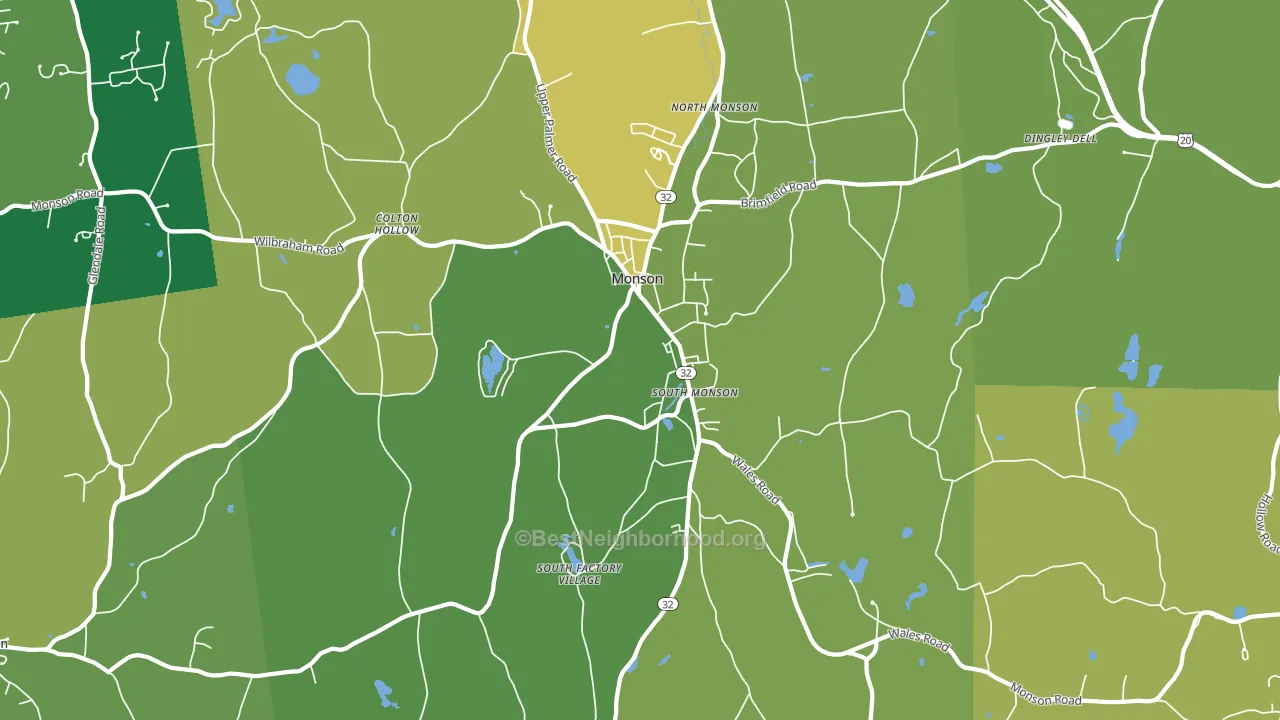 Monson, MA block-group voter-turnout map