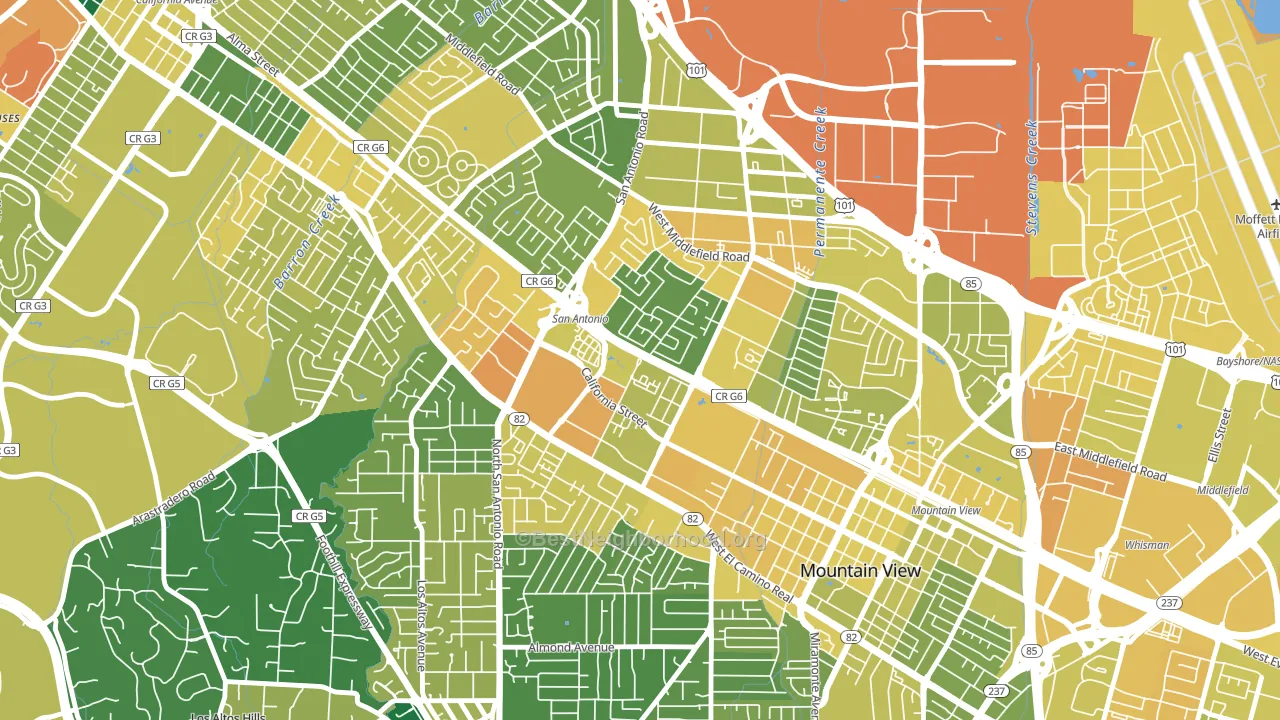 Monta Loma, Mountain View, CA block-group voter-turnout map