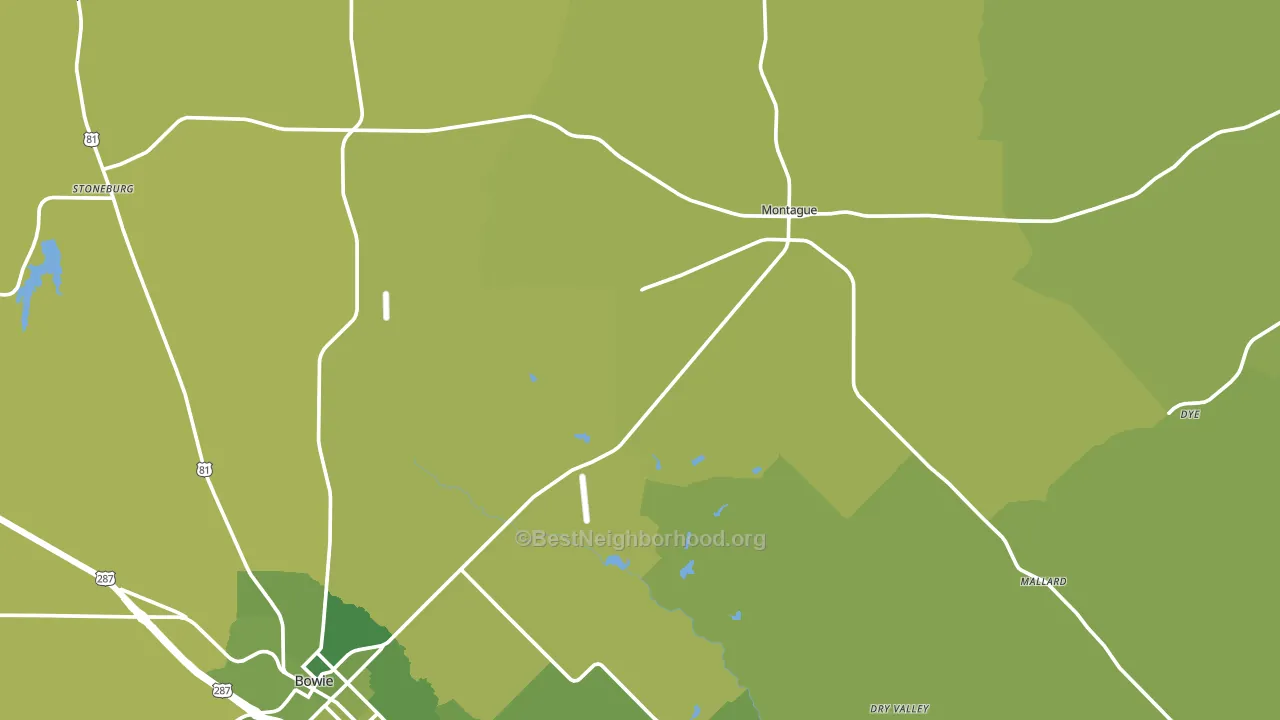 Montague County, TX block-group voter-turnout map