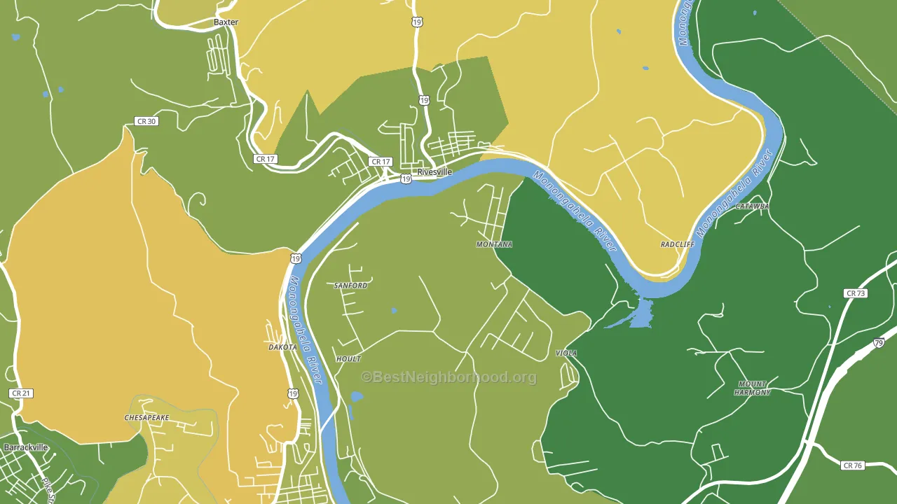 Montana Mines, WV block-group voter-turnout map
