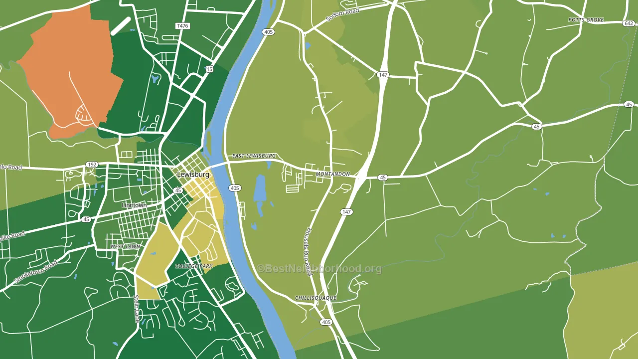 Montandon, PA block-group voter-turnout map