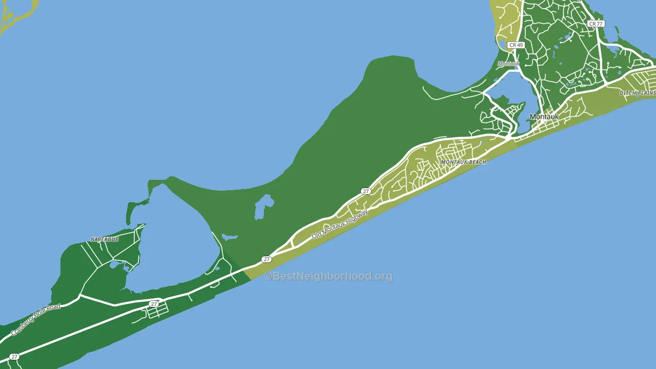 Montauk Beach, NY block-group voter-turnout map