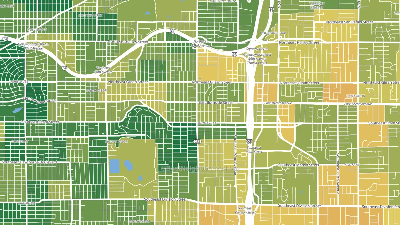 Montavilla, Portland, OR block-group voter-turnout map