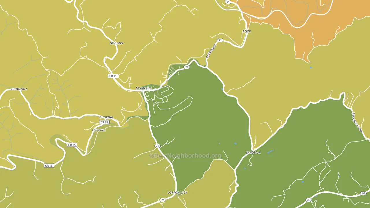 Montcalm, WV block-group voter-turnout map