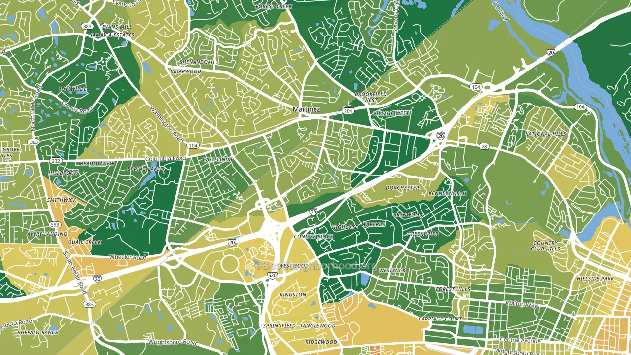 Montclair, Augusta, GA block-group voter-turnout map