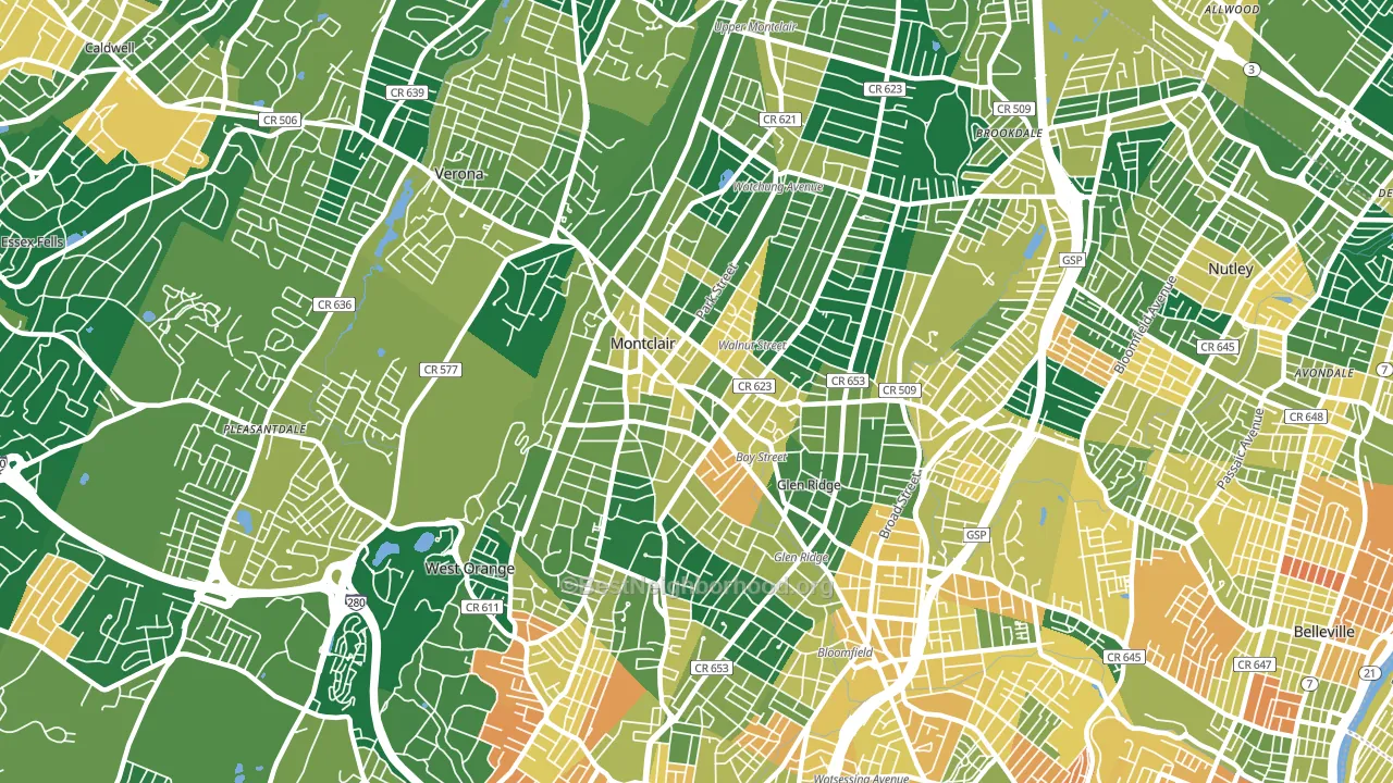 Montclair, NJ block-group voter-turnout map