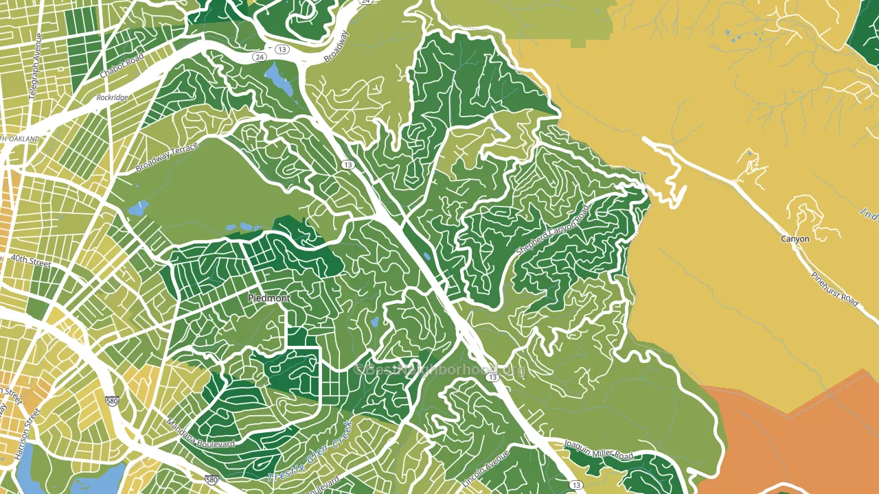 Montclair, Oakland, CA block-group voter-turnout map