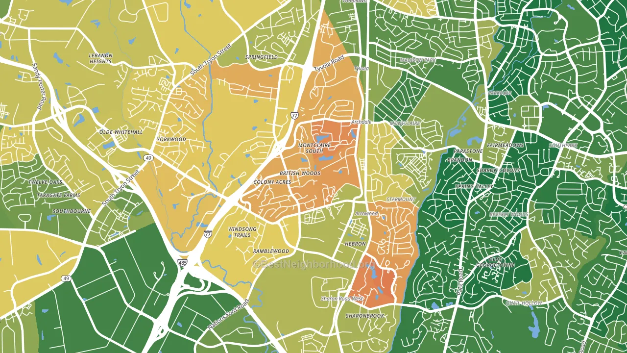 Montclaire South, Charlotte, NC block-group voter-turnout map