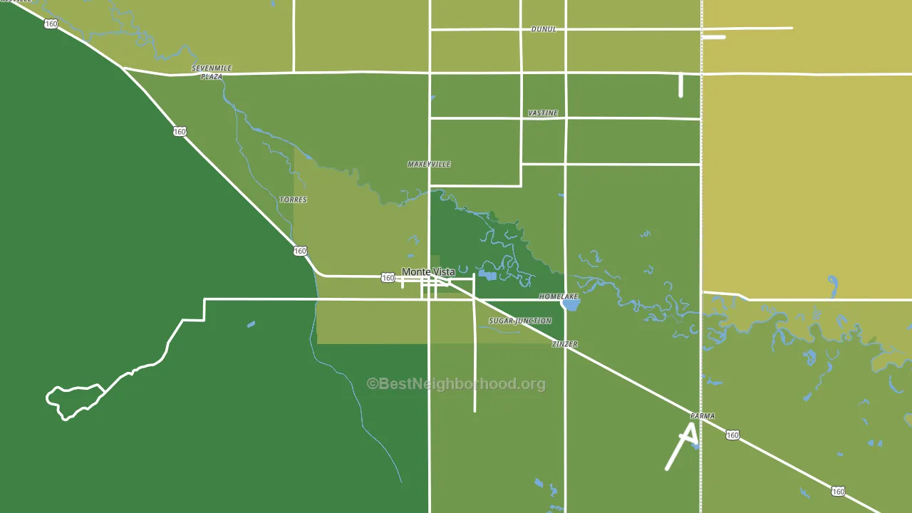 Monte Vista, CO block-group voter-turnout map