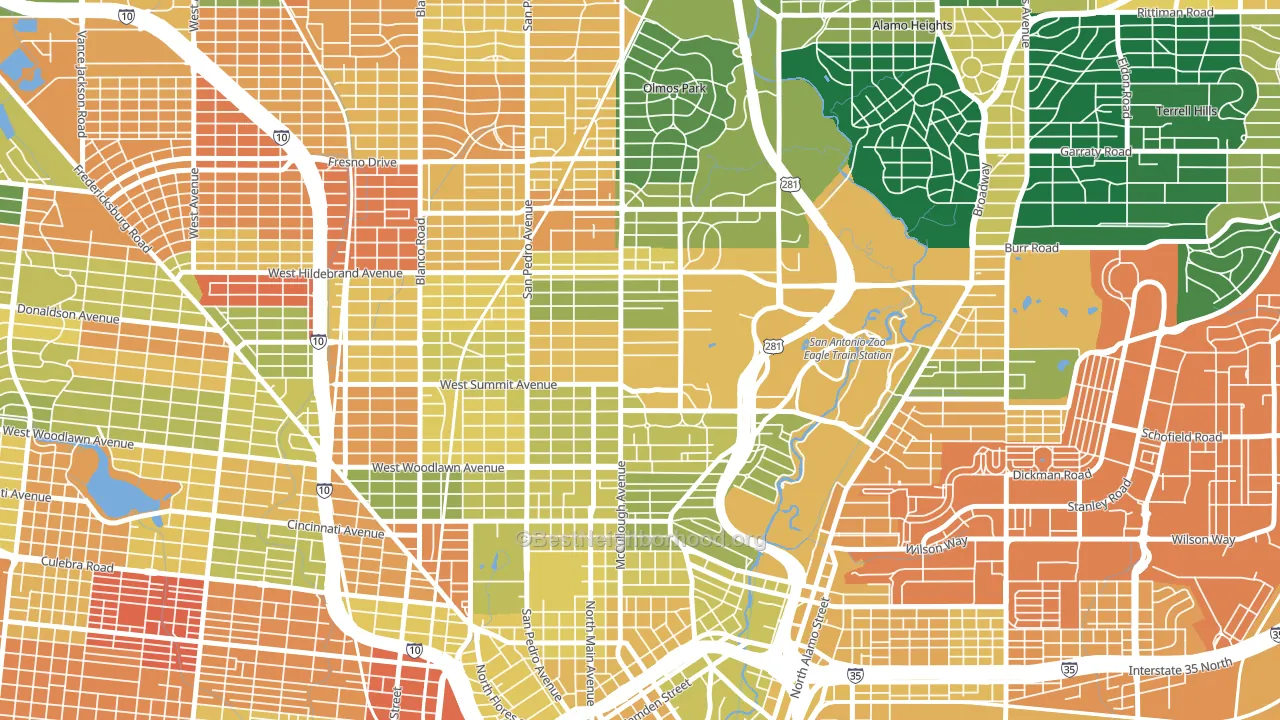 Monte Vista, San Antonio, TX block-group voter-turnout map