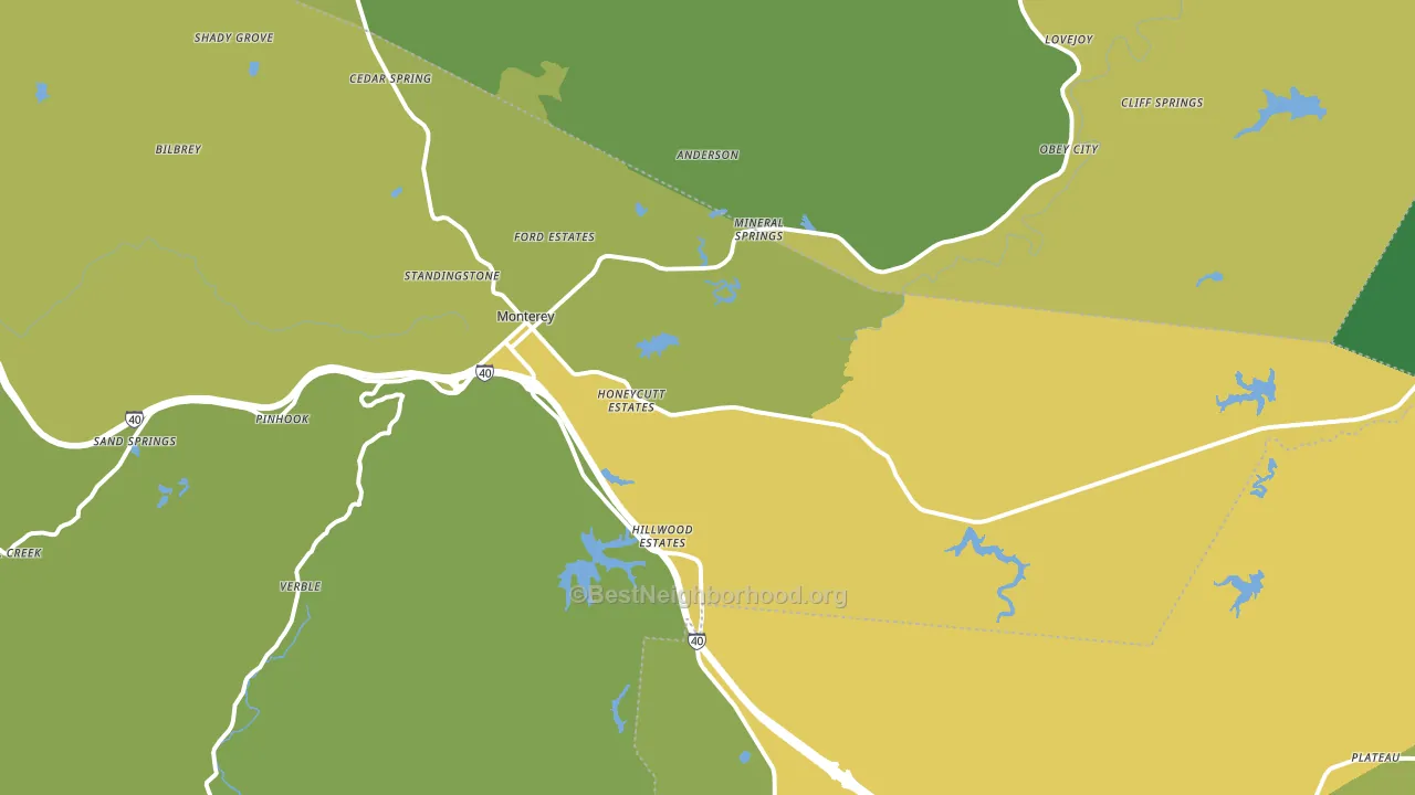 Monterey, TN block-group voter-turnout map