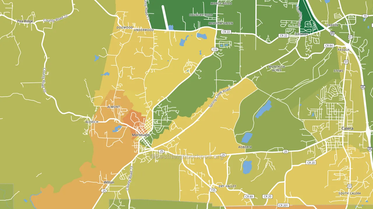 Montevallo, AL block-group voter-turnout map