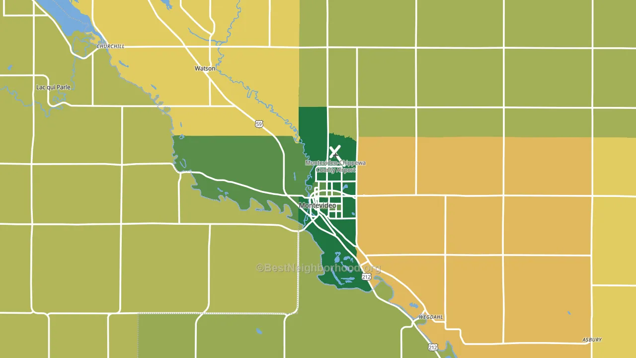 Montevideo, MN block-group voter-turnout map
