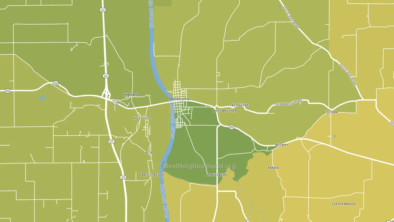 Montezuma, IN block-group voter-turnout map
