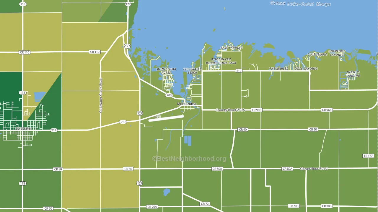Montezuma, OH block-group voter-turnout map