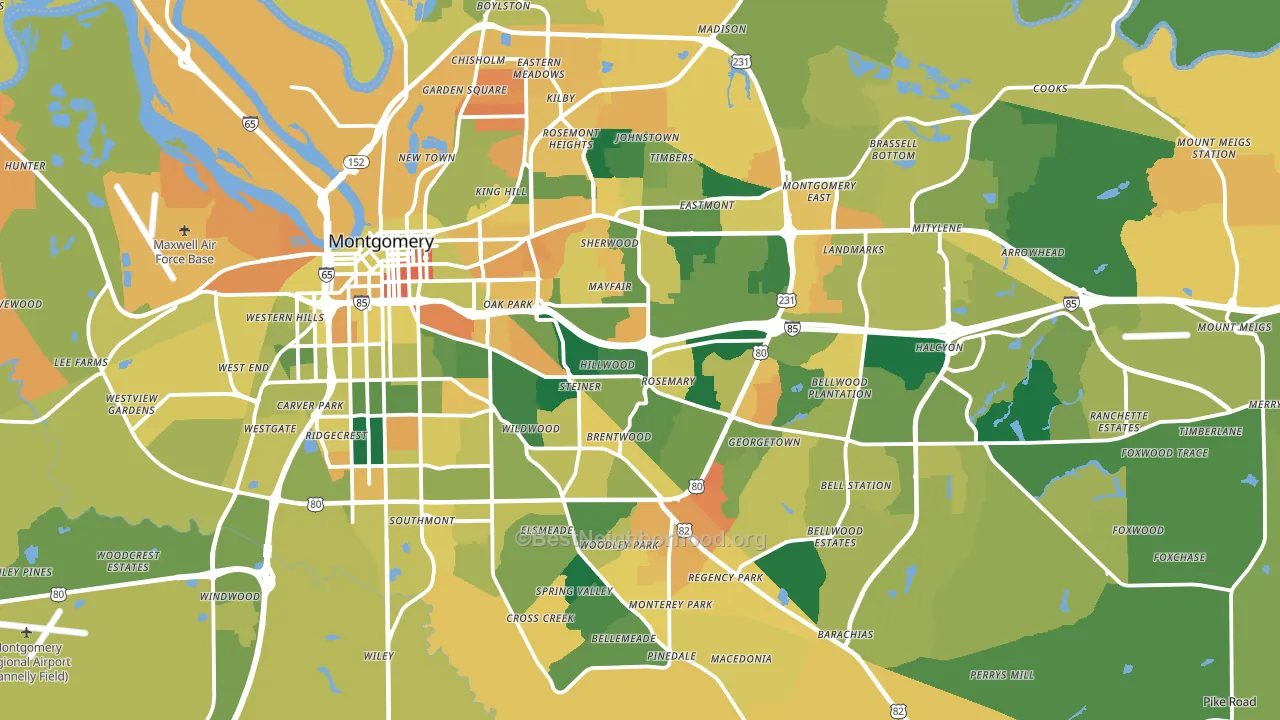 Montgomery, AL block-group voter-turnout map