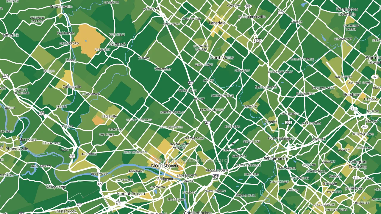 Montgomery County, PA block-group voter-turnout map