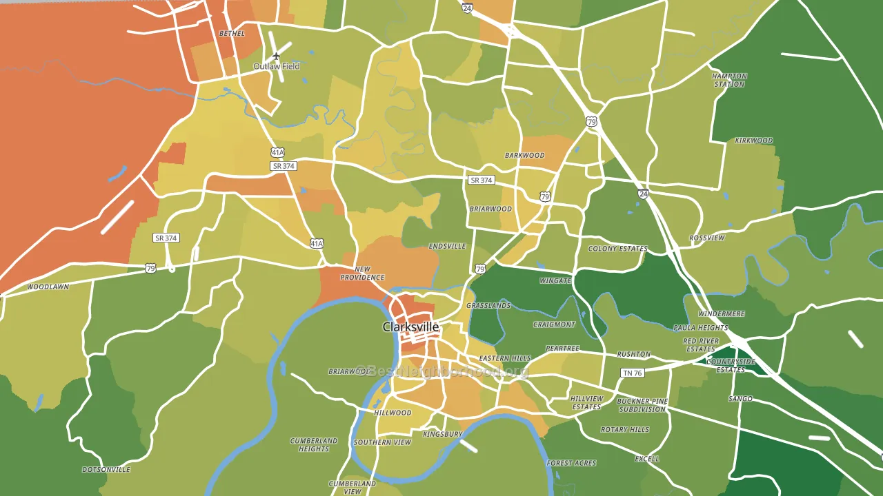 Montgomery County, TN block-group voter-turnout map
