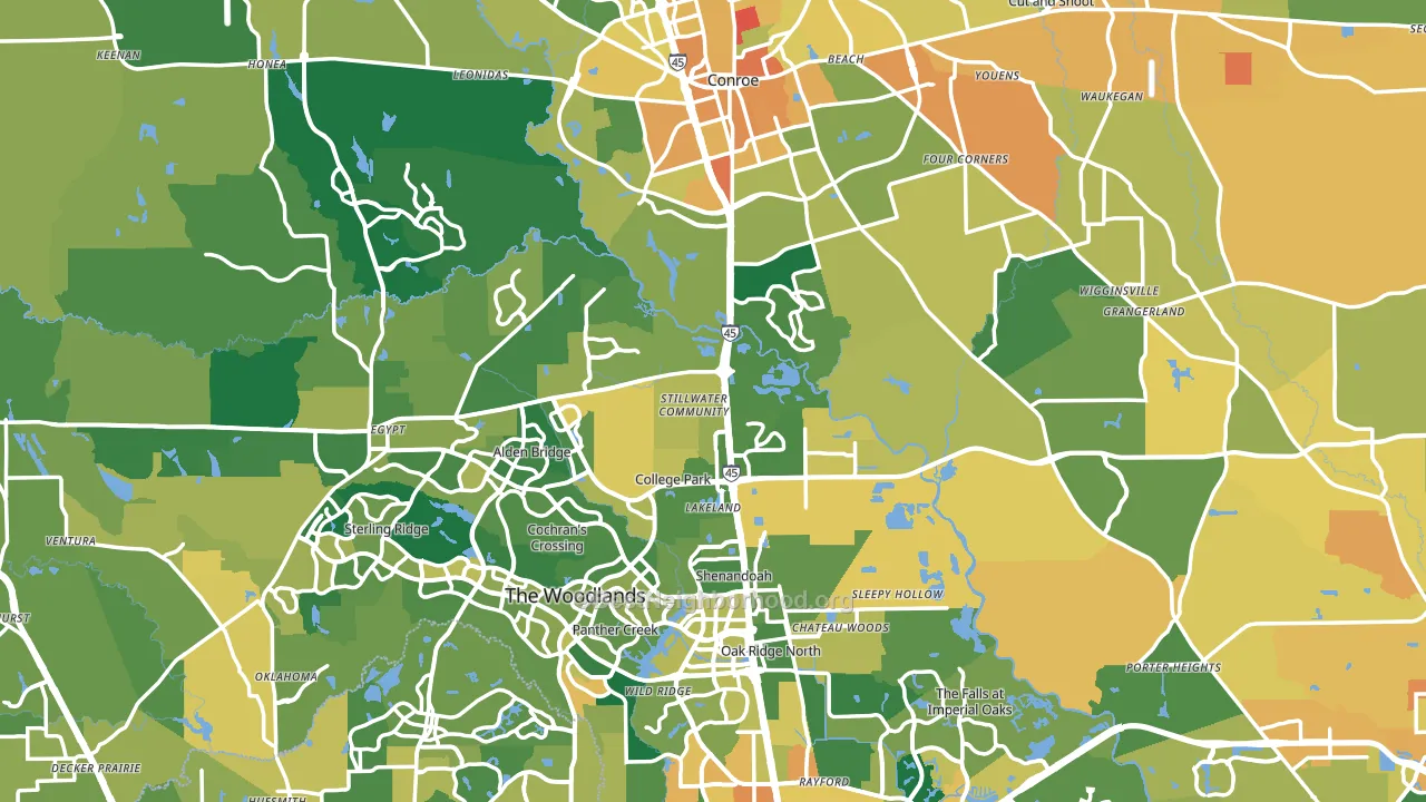 Montgomery County, TX block-group voter-turnout map