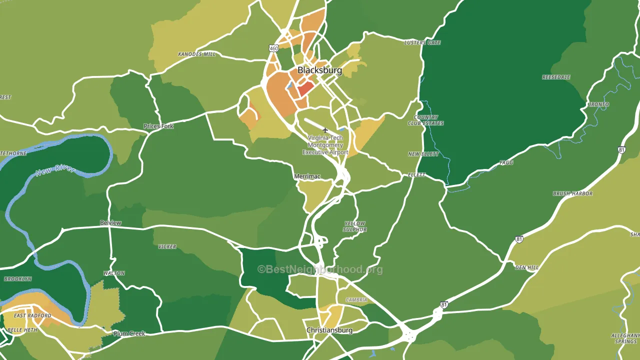 Montgomery County, VA block-group voter-turnout map