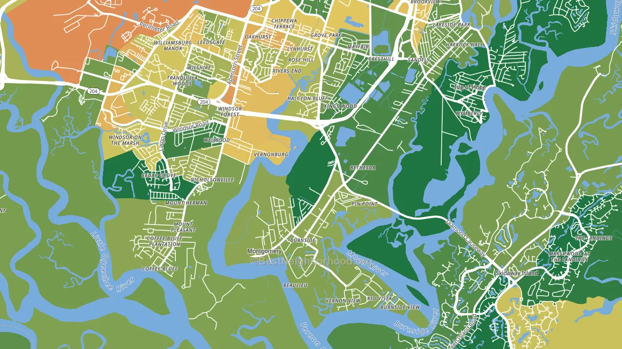 Montgomery, GA block-group voter-turnout map