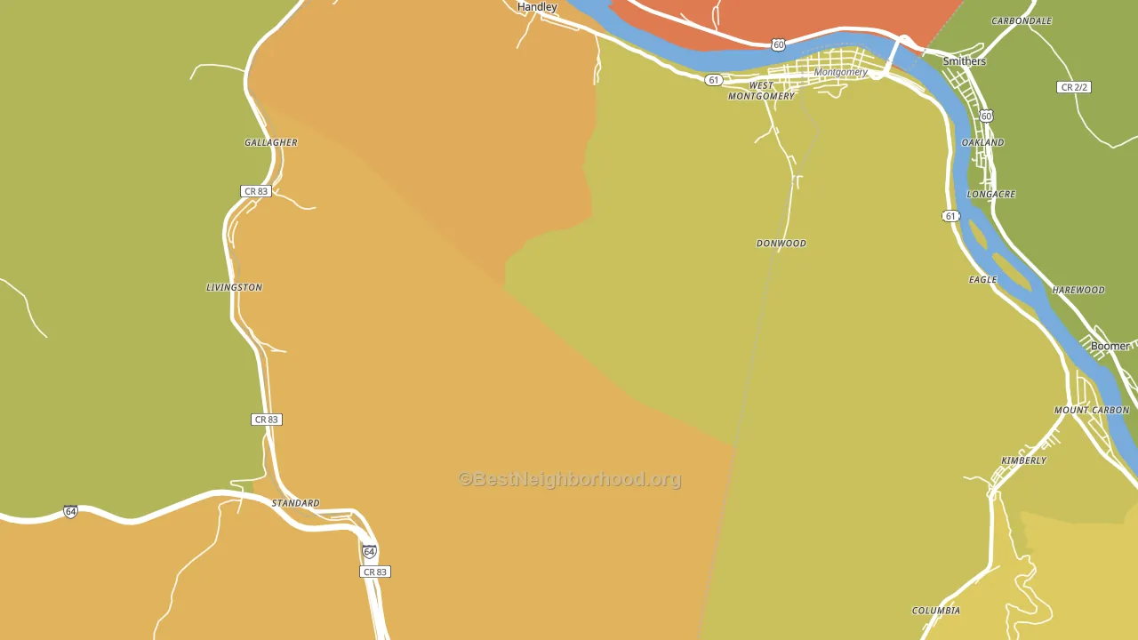 Montgomery Heights, WV block-group voter-turnout map