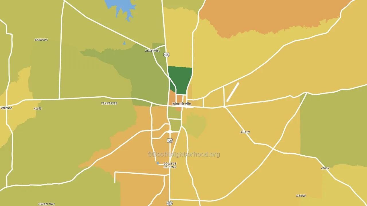 Monticello, AR block-group voter-turnout map