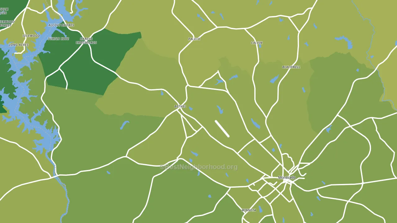 Monticello, GA block-group voter-turnout map