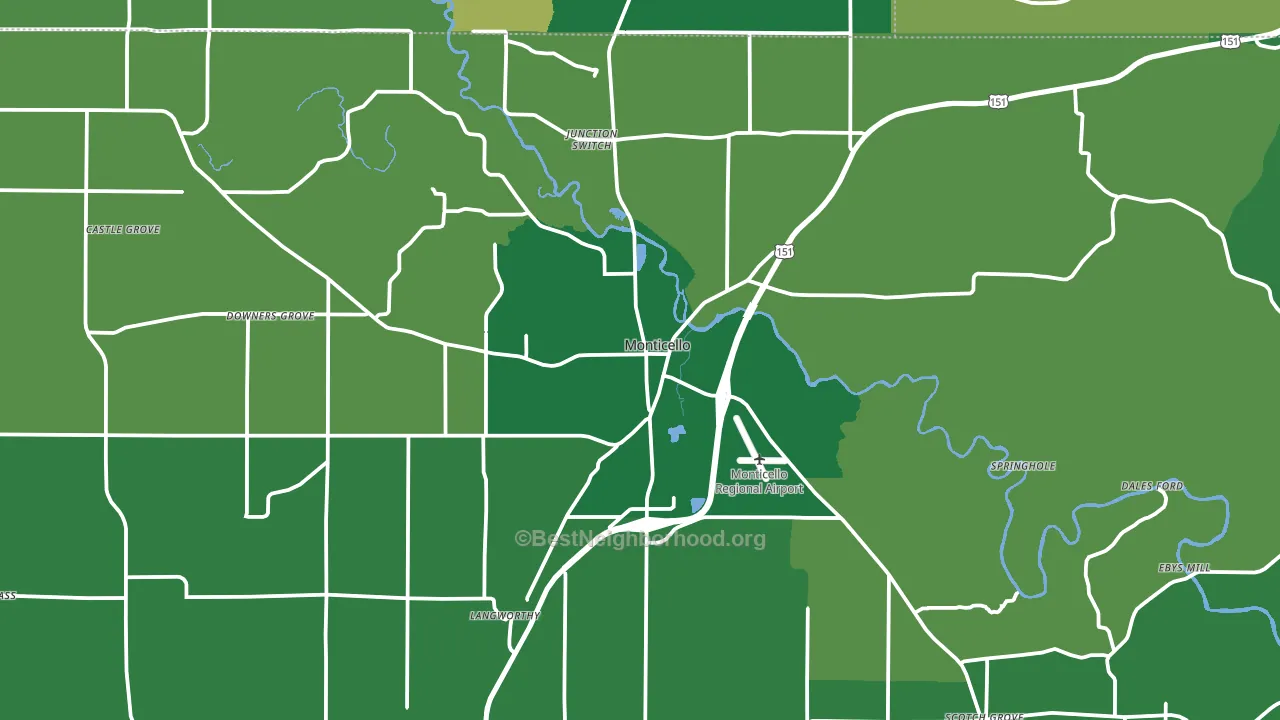 Monticello, IA block-group voter-turnout map