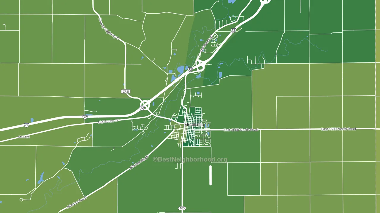 Monticello, IL block-group voter-turnout map