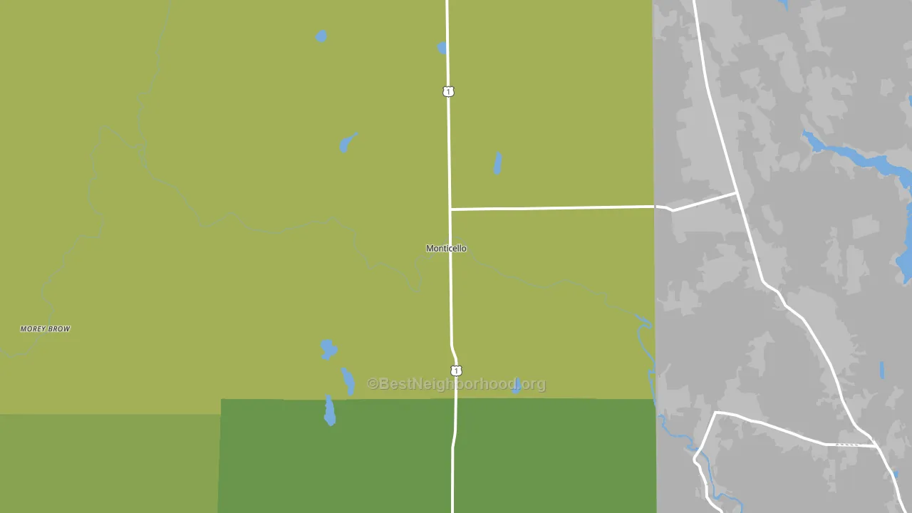 Monticello, ME block-group voter-turnout map