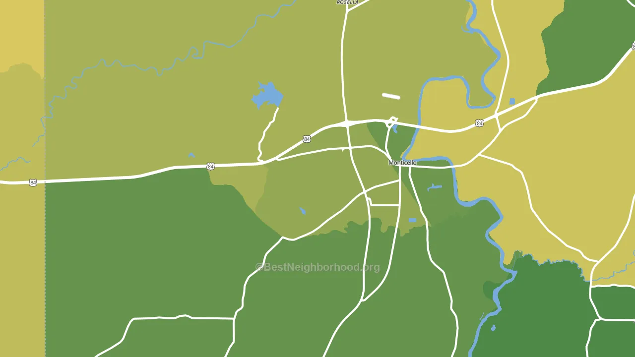 Monticello, MS block-group voter-turnout map