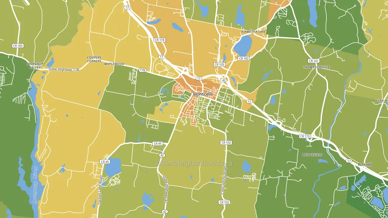 Monticello, NY block-group voter-turnout map