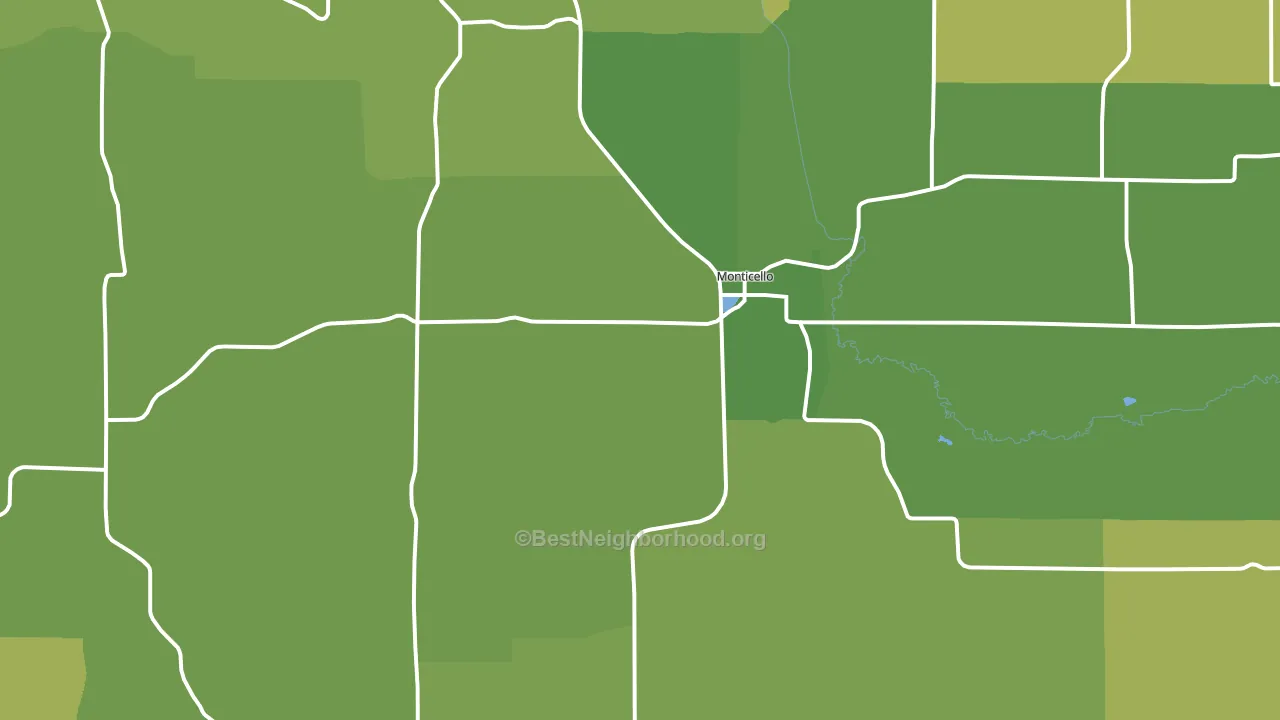 Monticello, WI block-group voter-turnout map