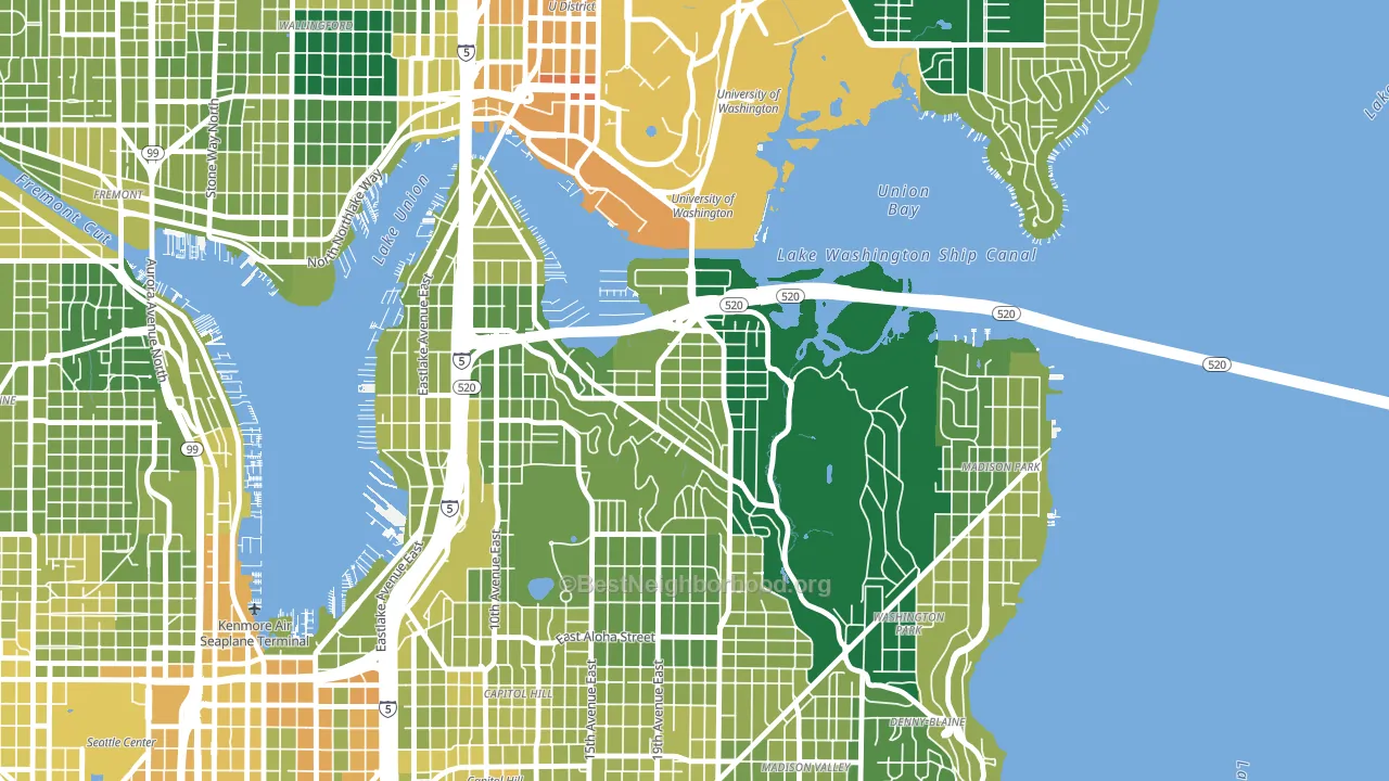 Montlake, Seattle, WA block-group voter-turnout map