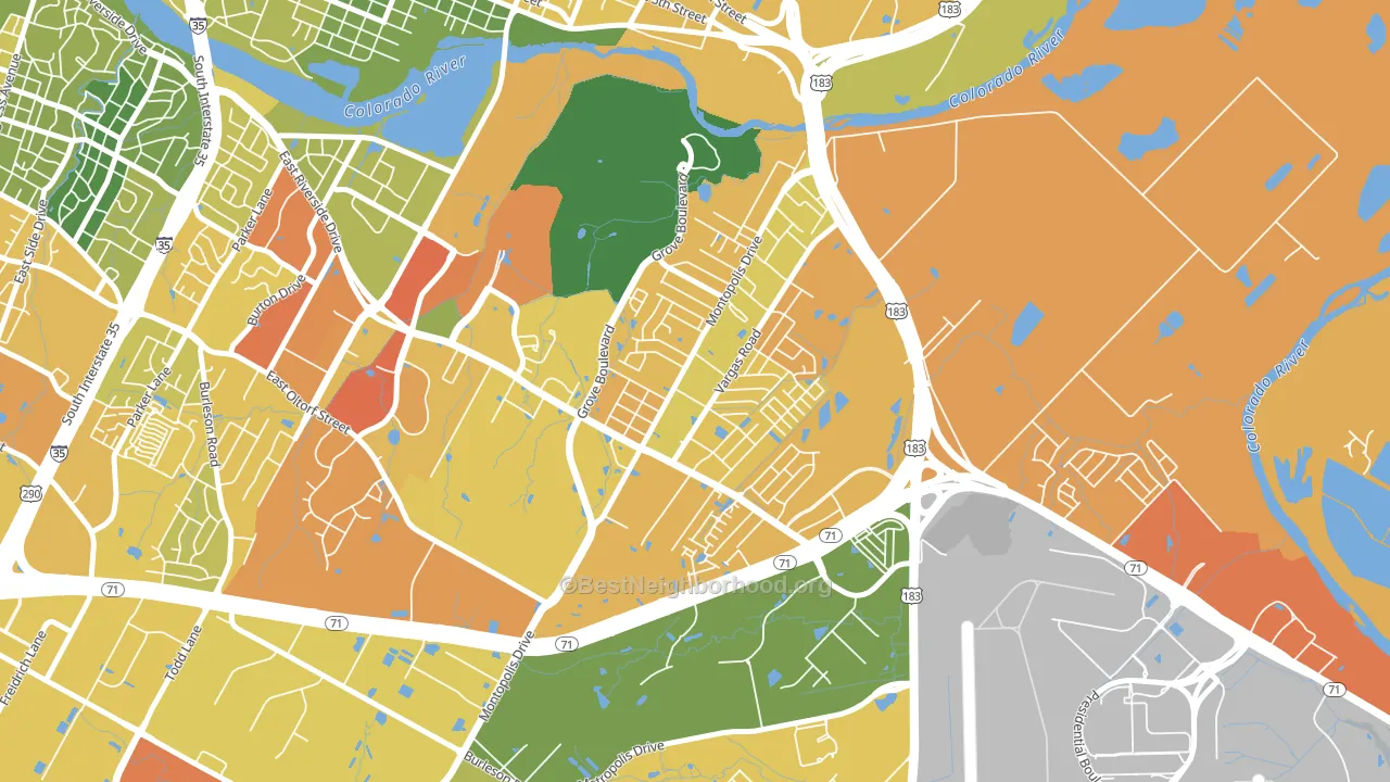 Montopolis, Austin, TX block-group voter-turnout map