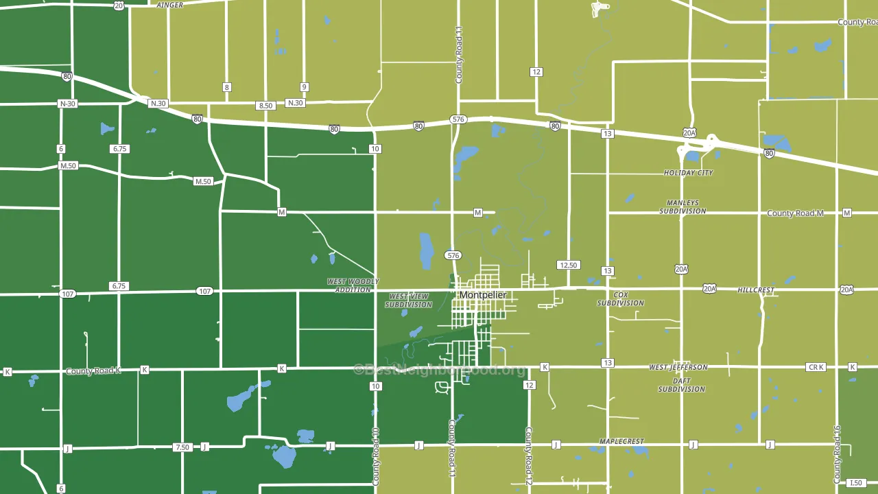 Montpelier, OH block-group voter-turnout map