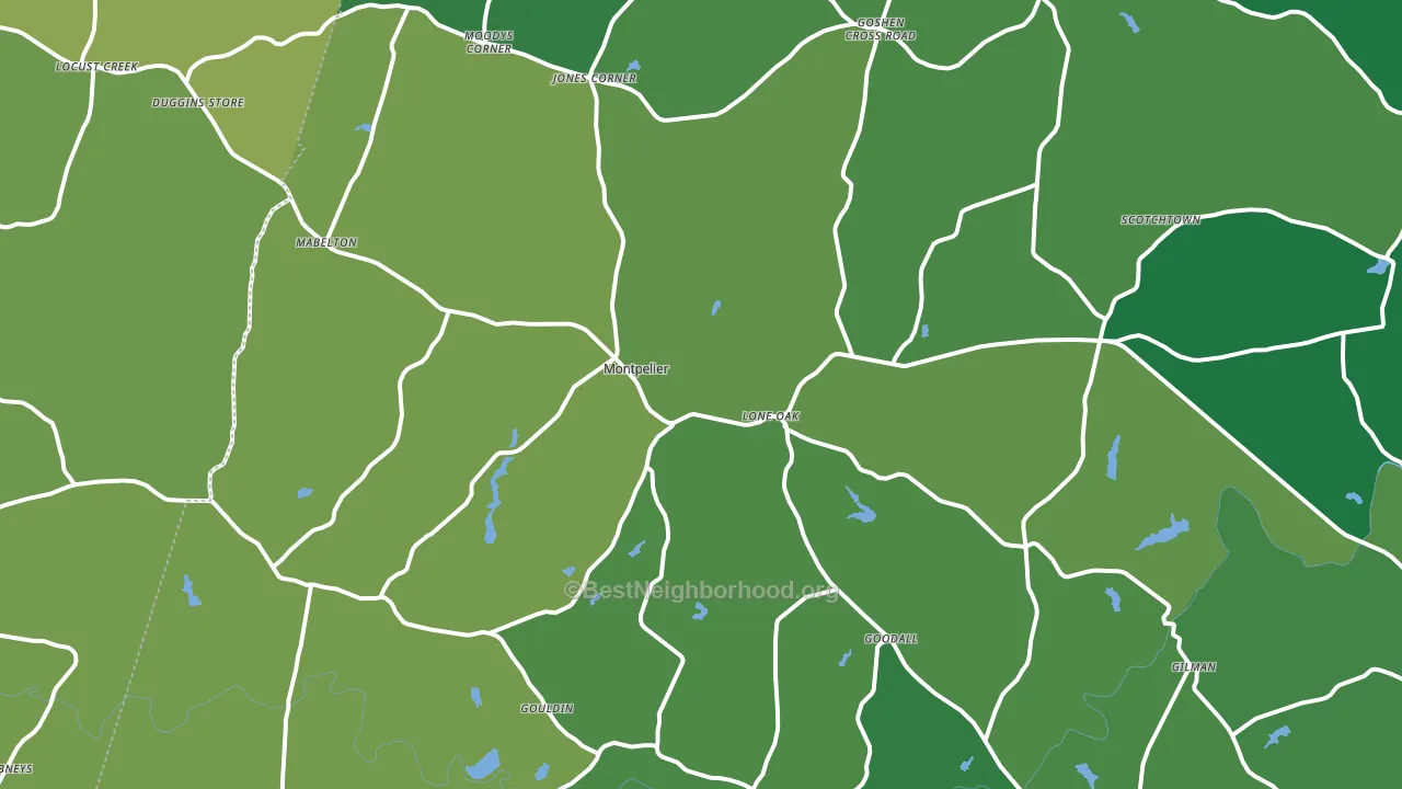 Montpelier, VA block-group voter-turnout map