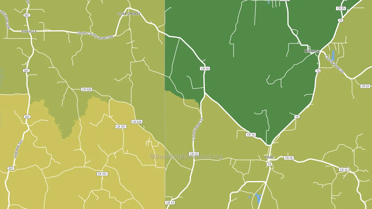 Montrose, MS block-group voter-turnout map