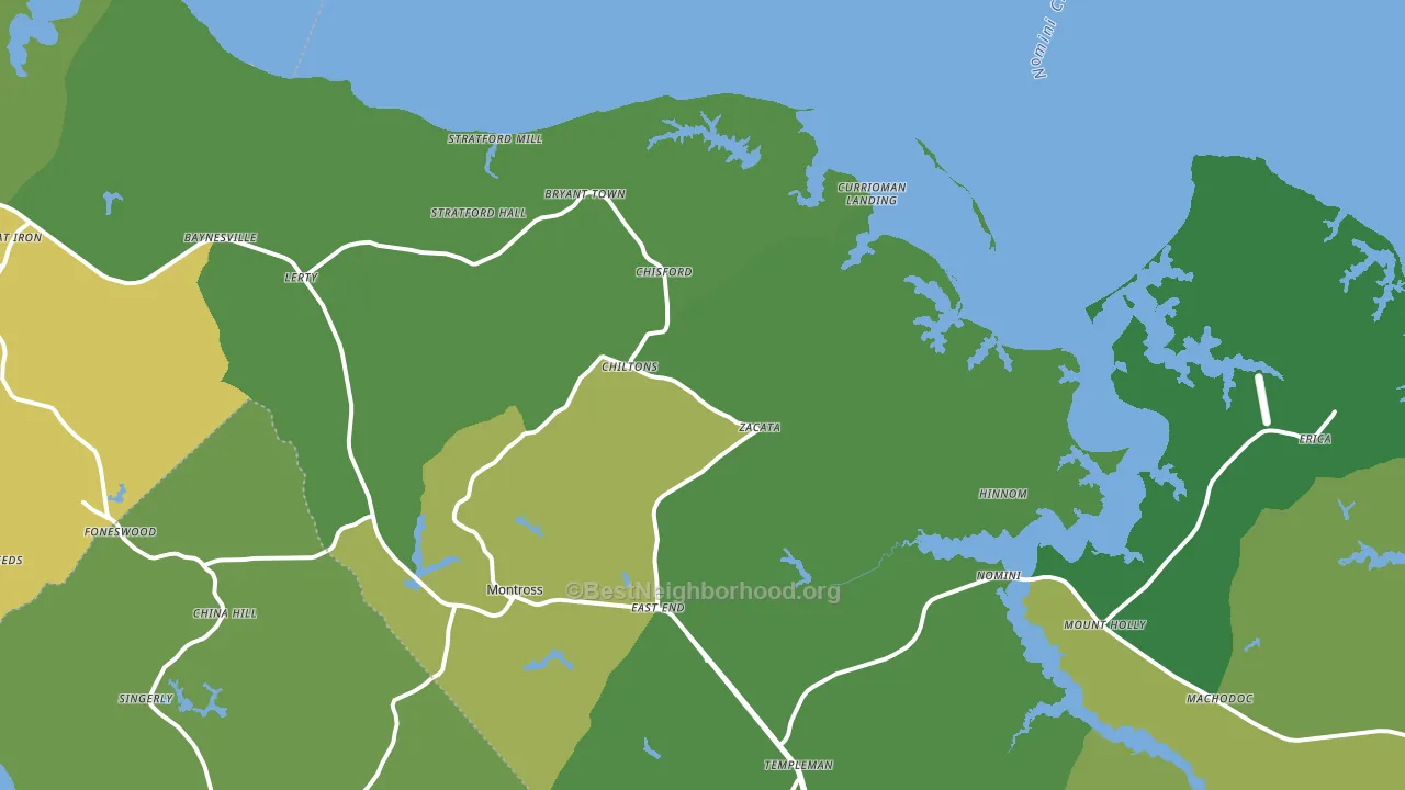 Montross, VA block-group voter-turnout map