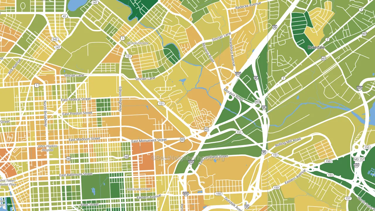 Monument Street, Baltimore, MD block-group voter-turnout map