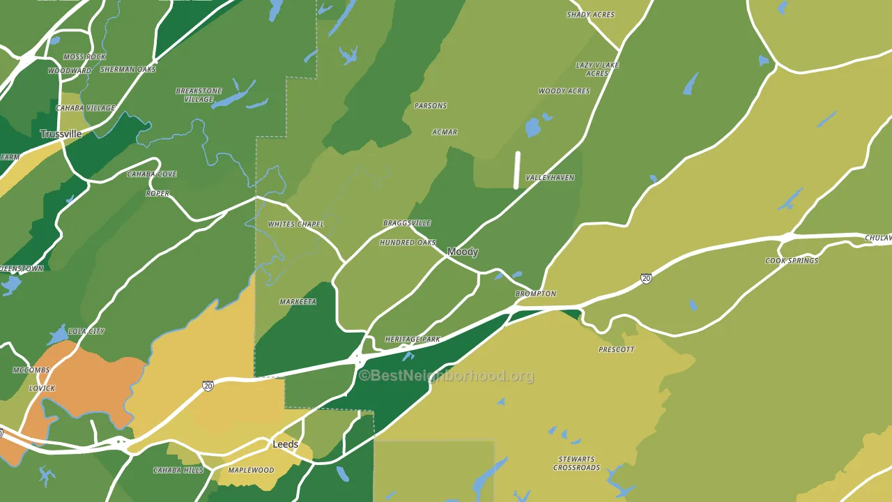 Moody, AL block-group voter-turnout map