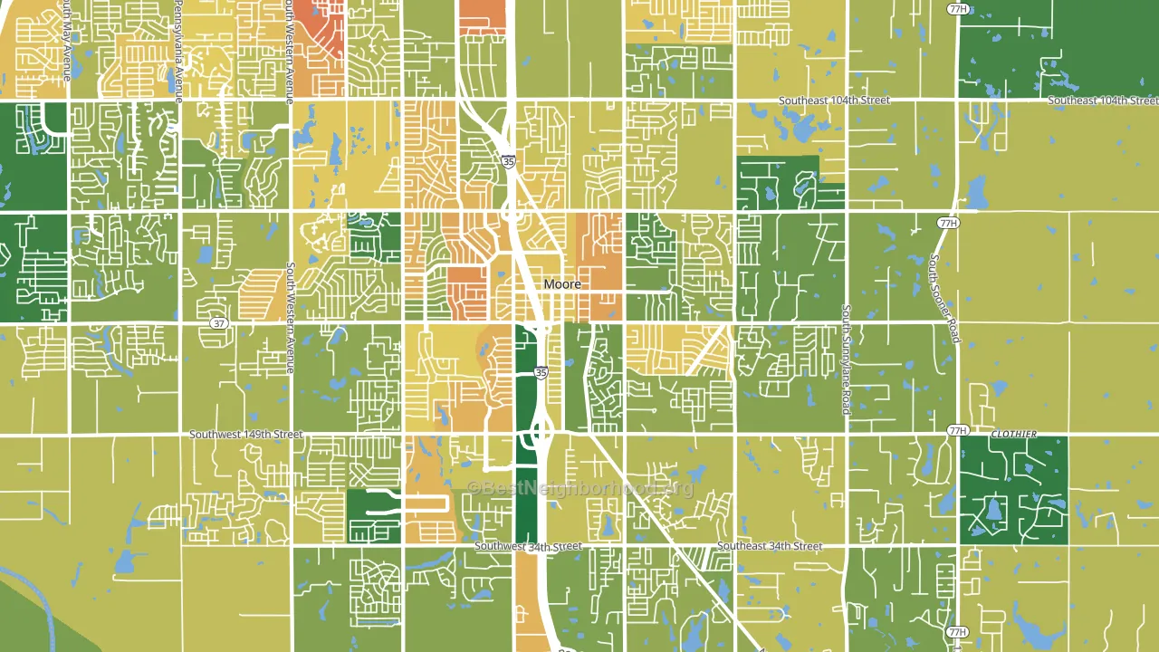 Moore, OK block-group voter-turnout map