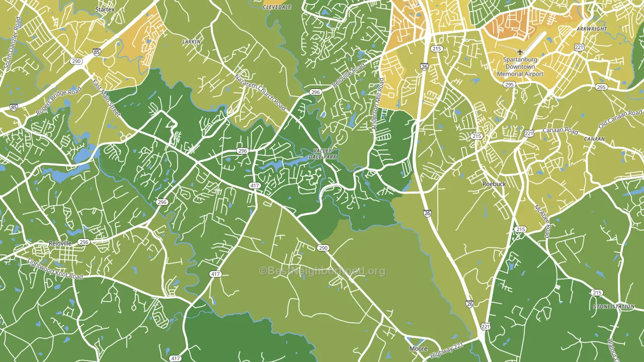 Moore, SC block-group voter-turnout map