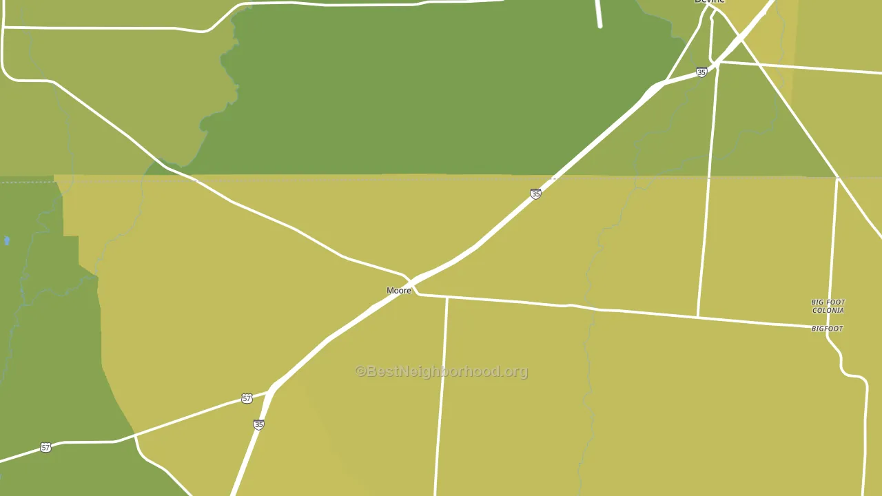 Moore, TX block-group voter-turnout map