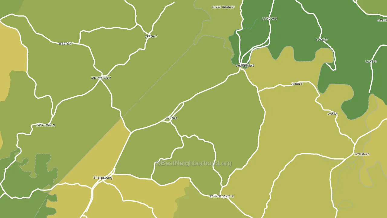 Moorefield, KY block-group voter-turnout map