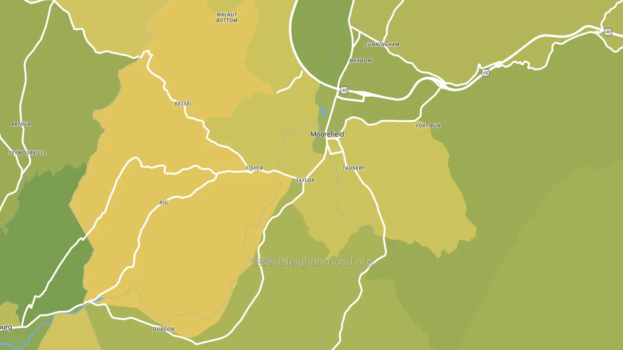 Moorefield, WV block-group voter-turnout map