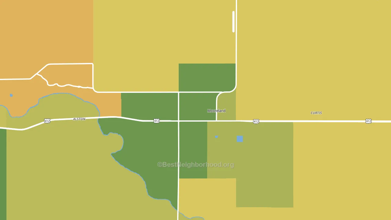 Mooreland, OK block-group voter-turnout map