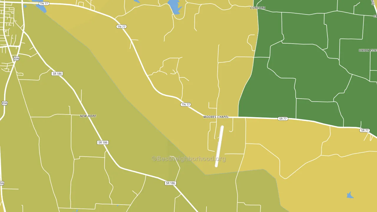 Moores Chapel, TN block-group voter-turnout map