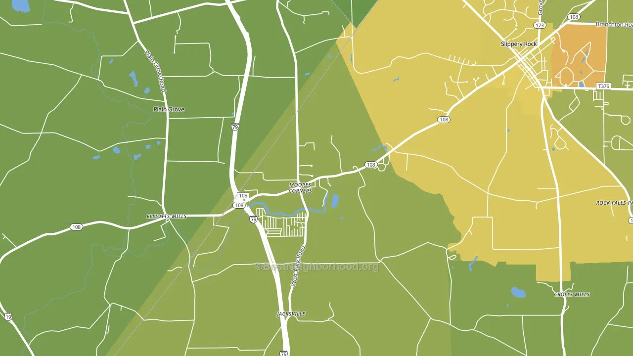 Moores Corners, PA block-group voter-turnout map